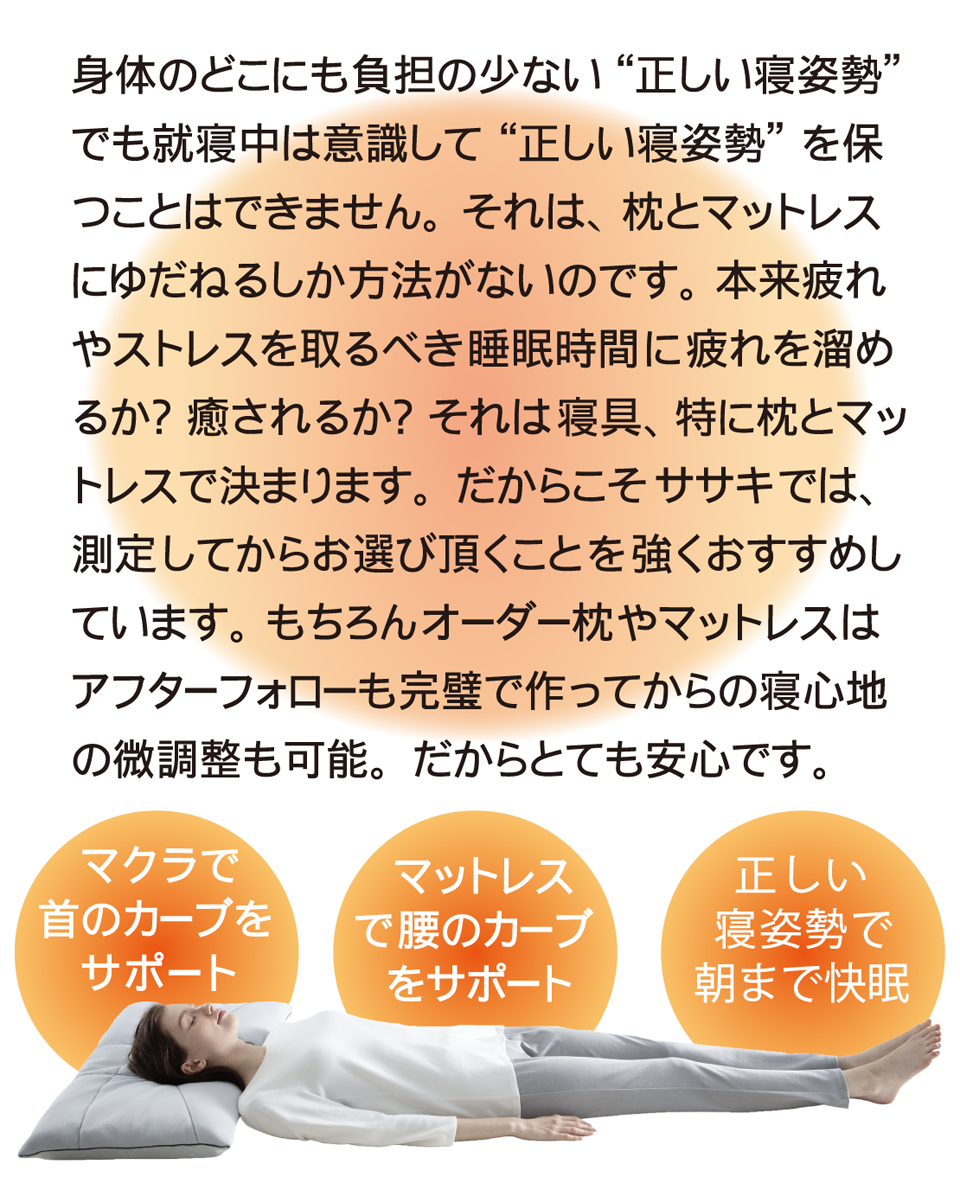 身体に負担の掛からない状態が正しい寝姿勢です。