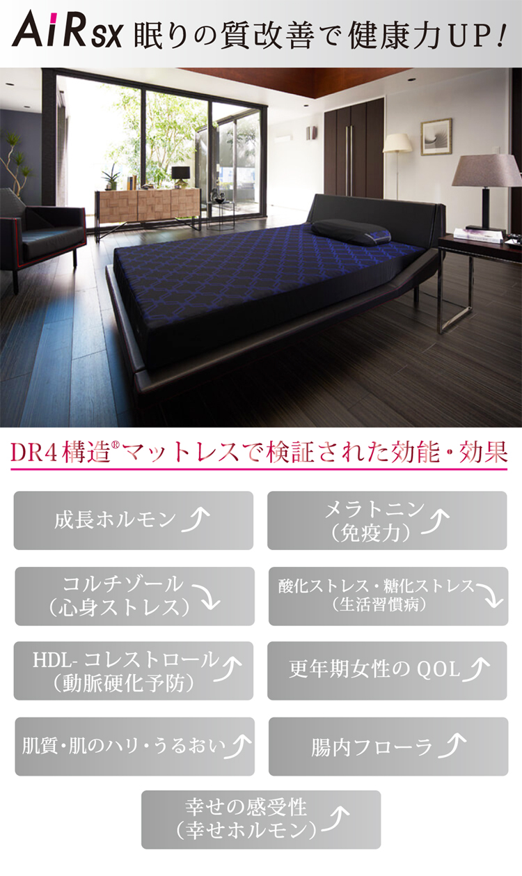 西川のエアーSXで眠れば、眠りの質改善で健康力アップ
