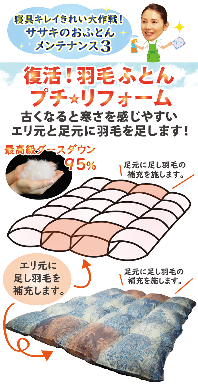 羽毛布団衿元リフォーム