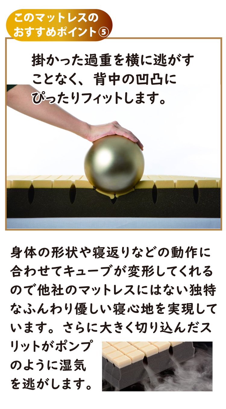 仰向けでも横向きでも対応できるマットレス